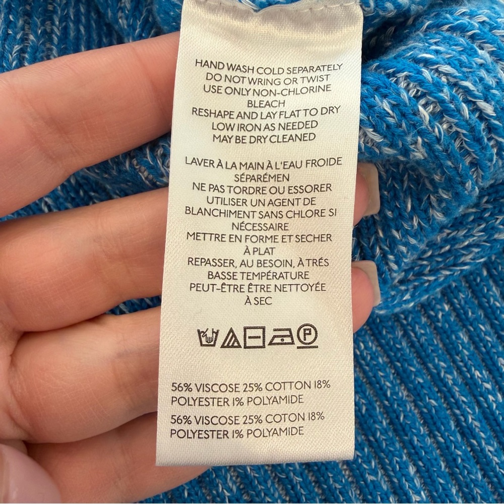 PILCRO Anthropologie Blue Marled Ribbed Oversized Sweater 1X High-Low - Picture 4 of 6